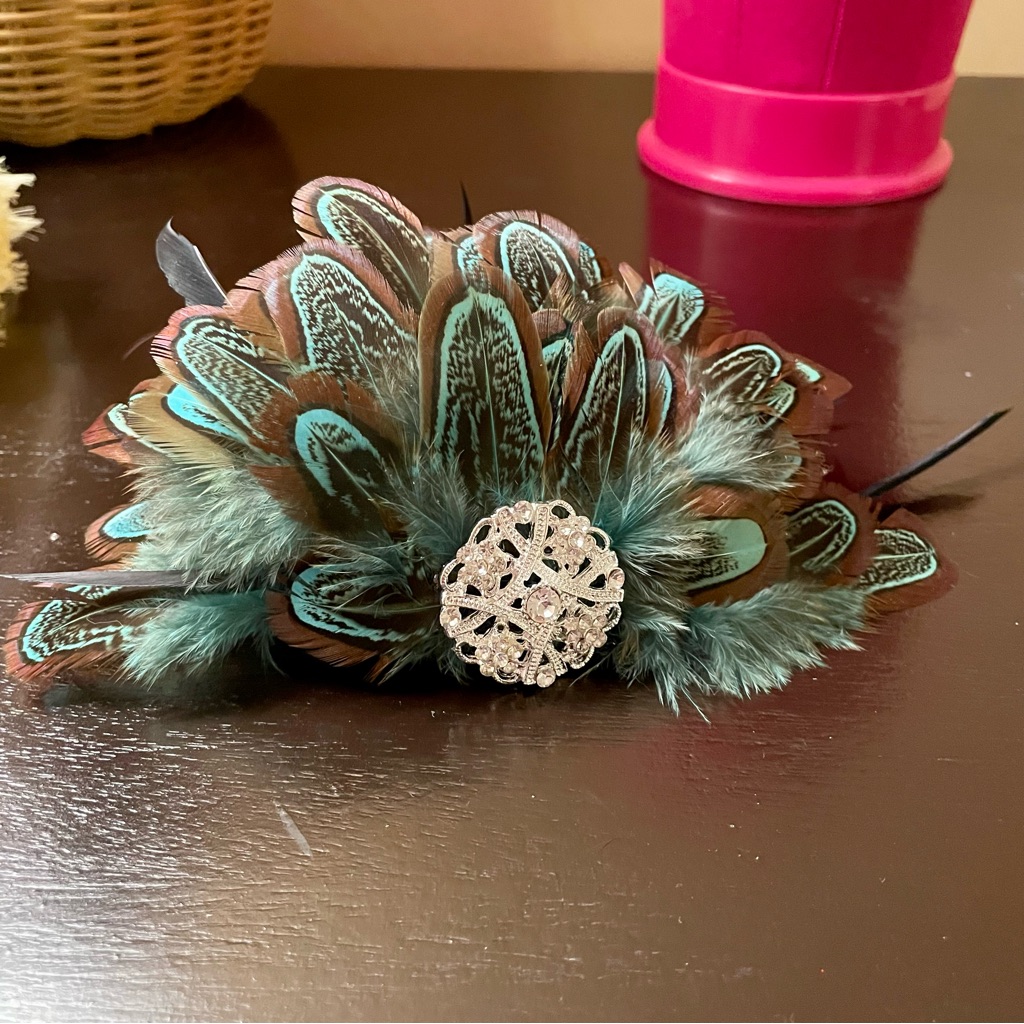 Turquoise Feather Fascinator Kentucky Derby Preakness Belmont